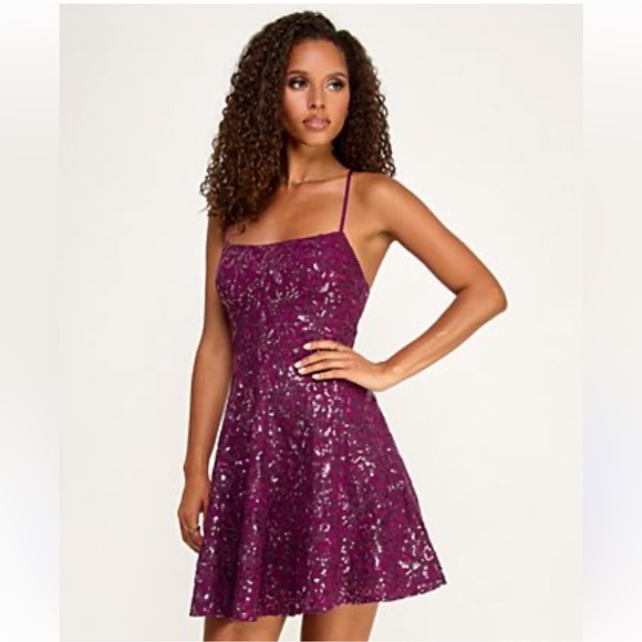 Emerald Sundae Dresses & Skirts - NWT!! Emerald Sundae Purple Sequin Spaghetti Strap Mini Dress
